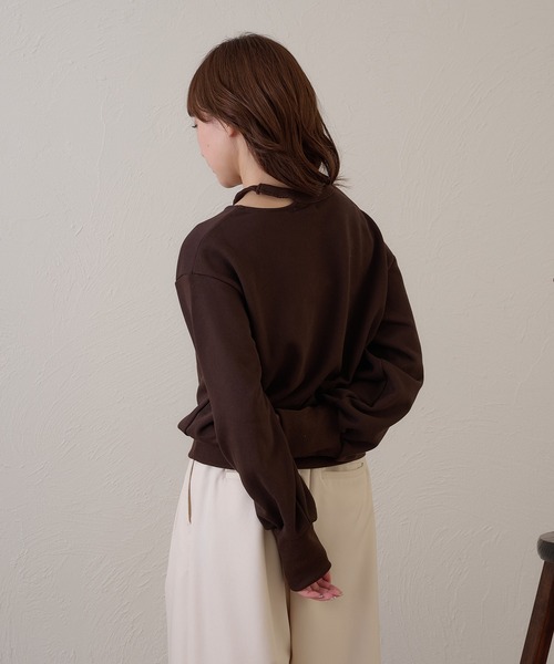 raffime(ラフィミー)の「【Raffime】カットアウトスウェットシャツ/プルオーバー(Tシャツ/カットソー・レディース・グレー/ダークブラウン・フリー)」の10枚目の写真