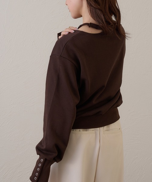 raffime(ラフィミー)の「【Raffime】カットアウトスウェットシャツ/プルオーバー(Tシャツ/カットソー・レディース・グレー/ダークブラウン・フリー)」の15枚目の写真