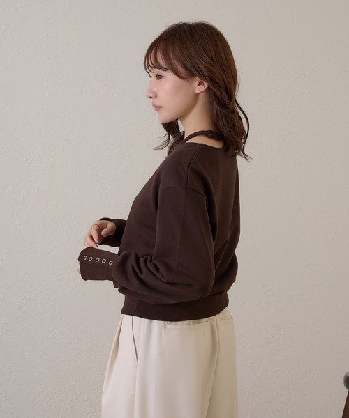 raffime(ラフィミー)の「【Raffime】カットアウトスウェットシャツ/プルオーバー(Tシャツ/カットソー・レディース・グレー/ダークブラウン・フリー)」の16枚目の写真