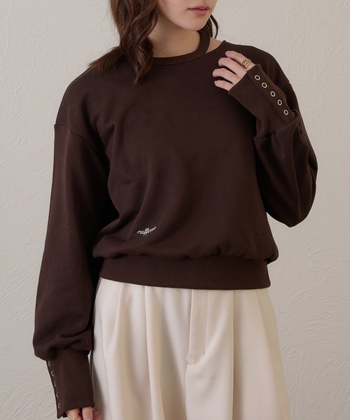 raffime(ラフィミー)の「【Raffime】カットアウトスウェットシャツ/プルオーバー(Tシャツ/カットソー・レディース・グレー/ダークブラウン・フリー)」の18枚目の写真