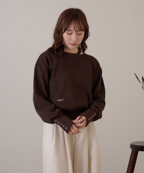 raffime(ラフィミー)の「【Raffime】カットアウトスウェットシャツ/プルオーバー(Tシャツ/カットソー・レディース・グレー/ダークブラウン・フリー)」の19枚目の写真
