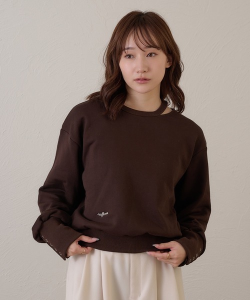 raffime(ラフィミー)の「【Raffime】カットアウトスウェットシャツ/プルオーバー(Tシャツ/カットソー・レディース・グレー/ダークブラウン・フリー)」の17枚目の写真