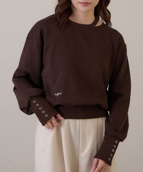 raffime(ラフィミー)の「【Raffime】カットアウトスウェットシャツ/プルオーバー(Tシャツ/カットソー・レディース・グレー/ダークブラウン・フリー)」の3枚目の写真