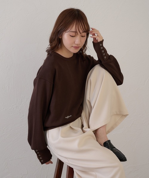 raffime(ラフィミー)の「【Raffime】カットアウトスウェットシャツ/プルオーバー(Tシャツ/カットソー・レディース・グレー/ダークブラウン・フリー)」の11枚目の写真