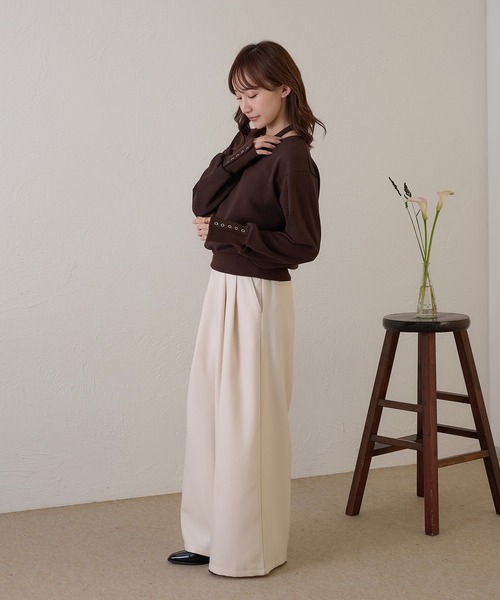 raffime(ラフィミー)の「【Raffime】カットアウトスウェットシャツ/プルオーバー(Tシャツ/カットソー・レディース・グレー/ダークブラウン・フリー)」の21枚目の写真