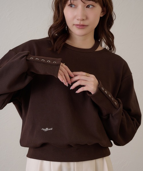 raffime(ラフィミー)の「【Raffime】カットアウトスウェットシャツ/プルオーバー(Tシャツ/カットソー・レディース・グレー/ダークブラウン・フリー)」の5枚目の写真