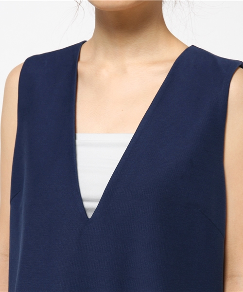 MYSELF ABAHOUSE（マイセルフアバハウス）の「DRYﾆｯﾄVﾈｯｸﾜﾝﾋﾟｰｽ（ワンピース・レディース・ベージュ/ネイビー・FREE）」の7枚目の写真