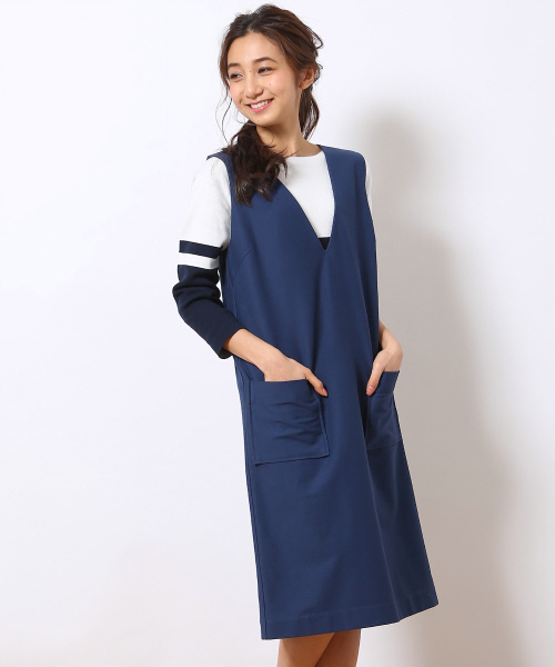 MYSELF ABAHOUSE（マイセルフアバハウス）の「DRYﾆｯﾄVﾈｯｸﾜﾝﾋﾟｰｽ（ワンピース・レディース・ベージュ/ネイビー・FREE）」の11枚目の写真