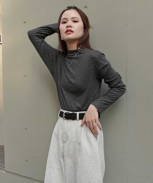 CORNERS(コーナーズ)の「ドット柄プチハイネックトップス(Tシャツ/カットソー・レディース・ブラウン/グレー/チャコールグレー/ホワイト・M)」の11枚目の写真