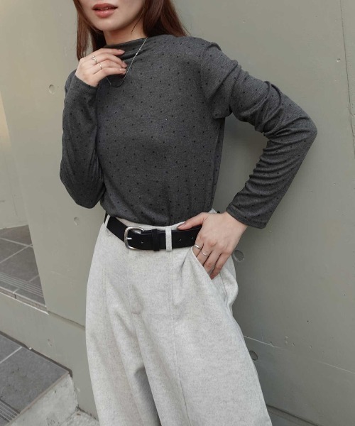 CORNERS(コーナーズ)の「ドット柄プチハイネックトップス(Tシャツ/カットソー・レディース・ブラウン/グレー/チャコールグレー/ホワイト・M)」の12枚目の写真
