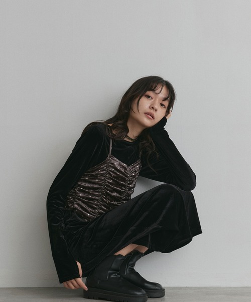 ad thie(アドティエ)の「アソート ベロア ロング ワンピース(ワンピース・レディース・ブラック系/ダークブラウン/ブラウン系/ブラック・FREE)」の16枚目の写真