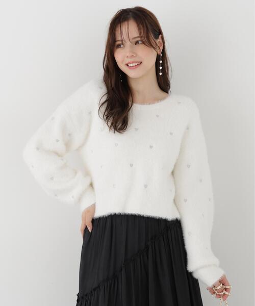 PROPORTION BODY DRESSING(プロポーションボディドレッシング)の「<E>ハート刺繍ニットトップス / 1216270108(ニット/セーター・レディース・ブルー/ホワイト系その他・FREE)」の1枚目の写真