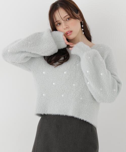 PROPORTION BODY DRESSING(プロポーションボディドレッシング)の「<E>ハート刺繍ニットトップス / 1216270108(ニット/セーター・レディース・ブルー/ホワイト系その他・FREE)」の2枚目の写真