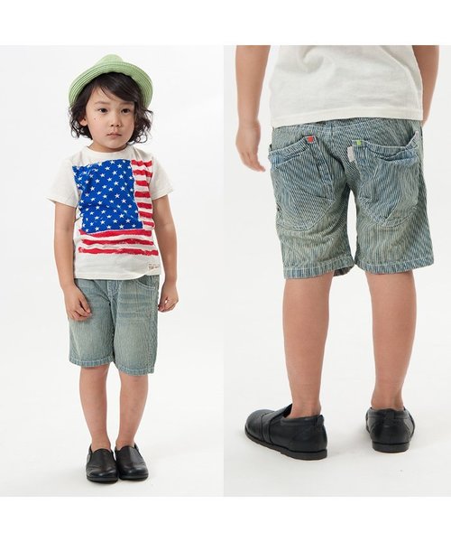 BREEZE（ブリーズ）の「BIGポケットデニムパンツ（5分丈）（デニムパンツ・キッズ・ブルー/ストライプ・95/100/80/90/110/130/140/120）」の3枚目の写真