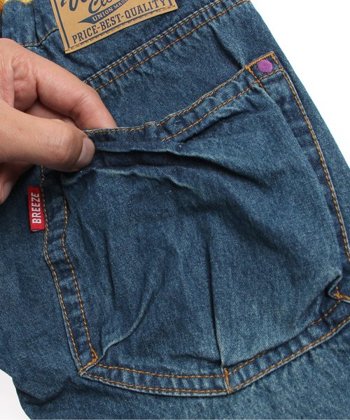 BREEZE（ブリーズ）の「BIGポケットデニムパンツ（5分丈）（デニムパンツ・キッズ・ブルー/ストライプ・95/100/80/90/110/130/140/120）」の12枚目の写真