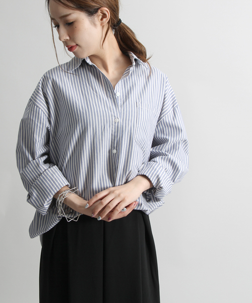 WEGO（ウィゴー）の「WEGO/ビッグシルエットシャツ（シャツ/ブラウス・レディース・ブルー系その他/パープル/オフホワイト/インディゴブルー・FREE）」の3枚目の写真