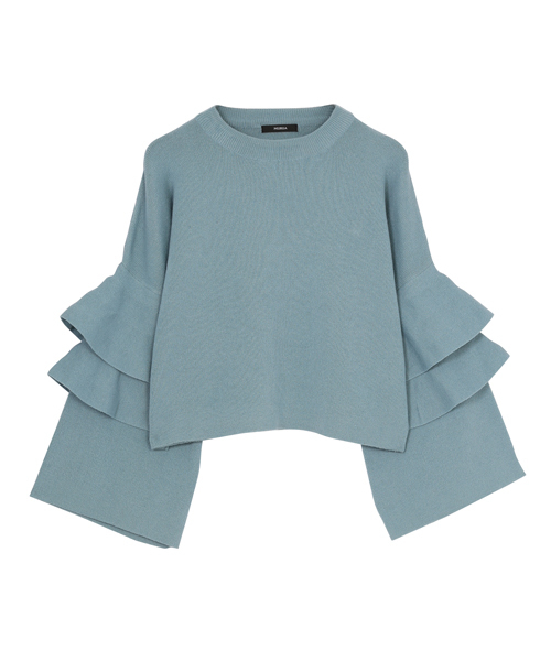 MURUA（ムルーア）の「スリーブラッフルニット（ニット/セーター・レディース・アイボリー/ブラック/ライトブルー・FREE）」の7枚目の写真