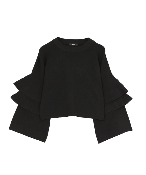 MURUA（ムルーア）の「スリーブラッフルニット（ニット/セーター・レディース・アイボリー/ブラック/ライトブルー・FREE）」の8枚目の写真