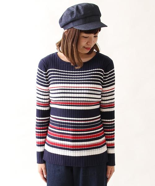 coen（コーエン）の「リボンベルト付きリブニット（ニット/セーター・レディース・オフホワイト/ネイビー/ライトブルー/ライトピンク・LARGE/MEDIUM）」の22枚目の写真