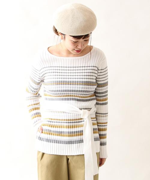 coen（コーエン）の「リボンベルト付きリブニット（ニット/セーター・レディース・オフホワイト/ネイビー/ライトブルー/ライトピンク・LARGE/MEDIUM）」の11枚目の写真