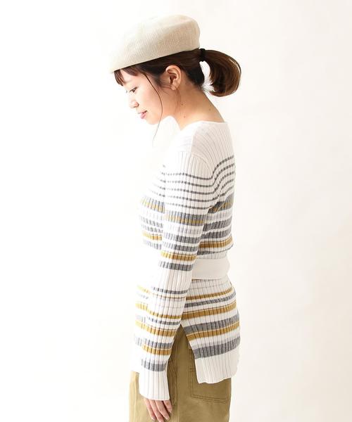 coen（コーエン）の「リボンベルト付きリブニット（ニット/セーター・レディース・オフホワイト/ネイビー/ライトブルー/ライトピンク・LARGE/MEDIUM）」の12枚目の写真