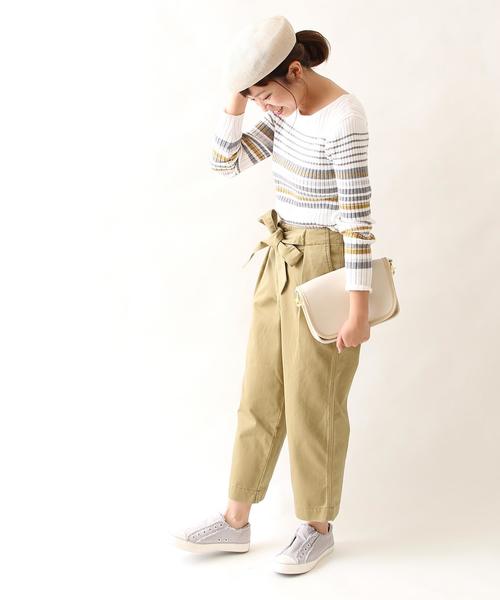 coen（コーエン）の「リボンベルト付きリブニット（ニット/セーター・レディース・オフホワイト/ネイビー/ライトブルー/ライトピンク・LARGE/MEDIUM）」の5枚目の写真