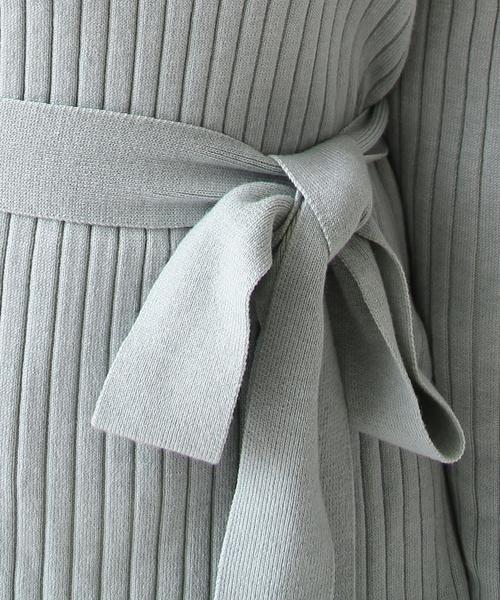 coen（コーエン）の「リボンベルト付きリブニット（ニット/セーター・レディース・オフホワイト/ネイビー/ライトブルー/ライトピンク・LARGE/MEDIUM）」の9枚目の写真
