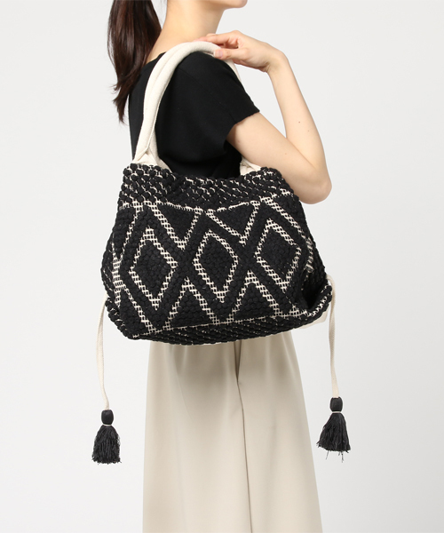 ROPE' PICNIC(ロペピクニック)の「ジャガードビッグトートバッグ(トートバッグ・レディース・ピンク/ブラック/オフホワイト/ブラック系その他・FREE)」の6枚目の写真