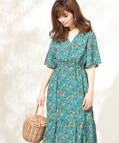 natural couture（ナチュラルクチュール）の「オリエンタルフラワーOP（ワンピース・レディース・オレンジ/ブラック/ターコイズブルー・FREE）」の7枚目の写真