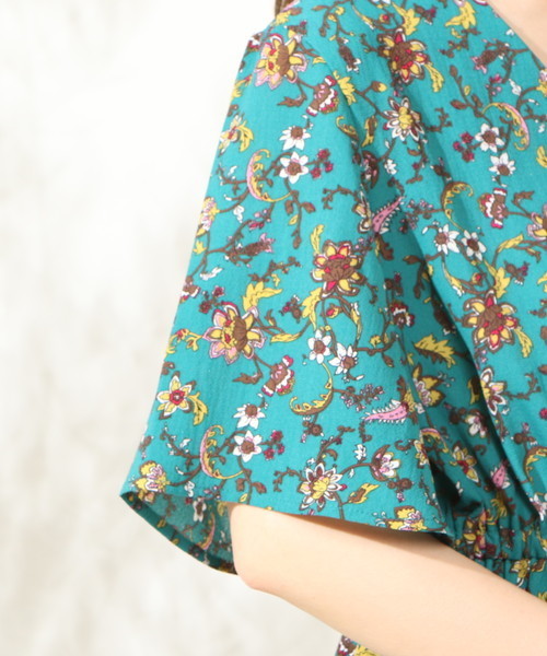 natural couture（ナチュラルクチュール）の「オリエンタルフラワーOP（ワンピース・レディース・オレンジ/ブラック/ターコイズブルー・FREE）」の9枚目の写真