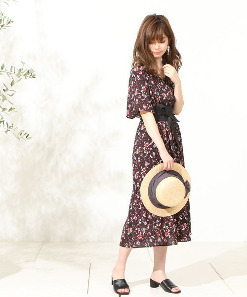 natural couture（ナチュラルクチュール）の「オリエンタルフラワーOP（ワンピース・レディース・オレンジ/ブラック/ターコイズブルー・FREE）」の12枚目の写真