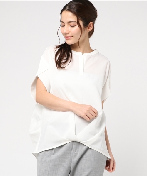 un dix cors(アンディコール)の「タックスキッパーブラウス(シャツ/ブラウス・レディース・イエロー/ホワイト・フリ-)」の1枚目の写真