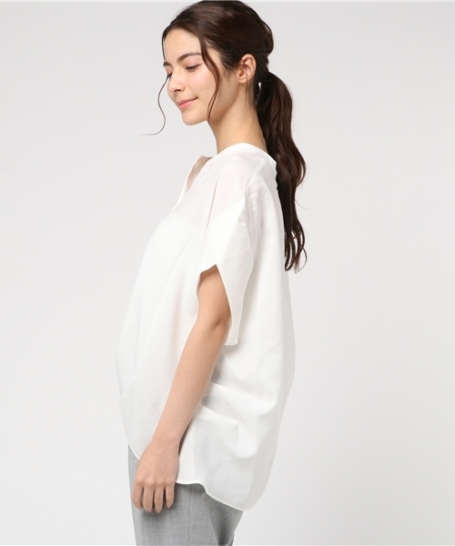 un dix cors(アンディコール)の「タックスキッパーブラウス(シャツ/ブラウス・レディース・イエロー/ホワイト・フリ-)」の4枚目の写真