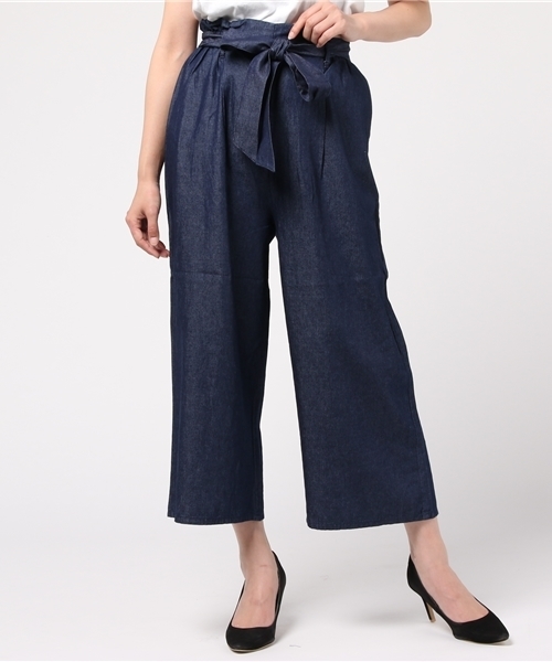 WEGO（ウィゴー）の「WEGO/リボンクロップドワイドパンツ（スラックス・レディース・ホワイト系その他4/イエロー系その他2/ダークインディゴブルー/その他1/ブラック/インディゴブルー/ホワイト系その他2/その他2/ライトブラウン/ダークグリーン/ワイン・LARGE/MEDIUM）」の18枚目の写真