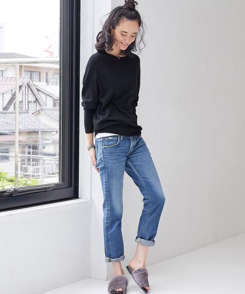 green label relaxing（グリーンレーベルリラクシング）の「[WEB限定] CF W/RY/N クルーネック ドルマン ニット（ニット/セーター・レディース・ライム/ピンク/ブラック/オリーブ/グレー・36/38/42/40）」の11枚目の写真