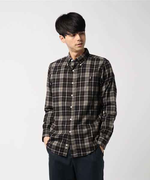 GYMPHLEX（ジムフレックス）の「[Gymphlex/ジムフレックス] ビエラ起毛チェックシャツ（シャツ/ブラウス・メンズ・ネイビー/ワイン/ブルー系その他/ブラック/グレー/ベージュ/ダークグリーン/ブラウン/グレー系その他/オレンジ/ベージュ系その他/ブルー系その他2/レッド/ダークブラウン/レッド系その他/ブルー系その他3/ベージュ系その他2/ブラウン系その他/ブラウン系その他2/グレー系その他2/アイボリー/モカ/チャコールグレー/レッド系その他2/ダークネイビー・L/M）」の5枚目の写真