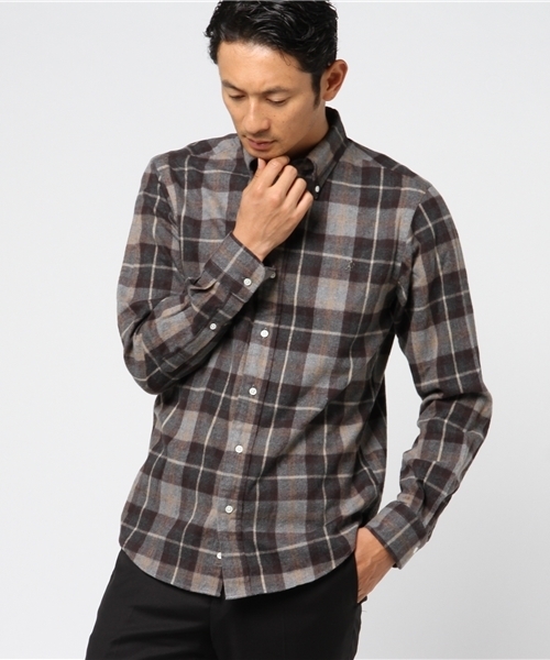 GYMPHLEX（ジムフレックス）の「[Gymphlex/ジムフレックス] ビエラ起毛チェックシャツ（シャツ/ブラウス・メンズ・ネイビー/ワイン/ブルー系その他/ブラック/グレー/ベージュ/ダークグリーン/ブラウン/グレー系その他/オレンジ/ベージュ系その他/ブルー系その他2/レッド/ダークブラウン/レッド系その他/ブルー系その他3/ベージュ系その他2/ブラウン系その他/ブラウン系その他2/グレー系その他2/アイボリー/モカ/チャコールグレー/レッド系その他2/ダークネイビー・L/M）」の4枚目の写真