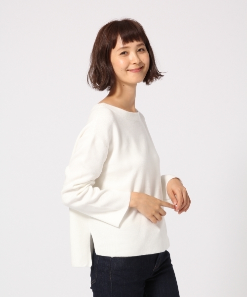 GLOBAL WORK（グローバルワーク）の「ハイゲージミラノリブニット長袖/761409（ニット/セーター・レディース・ネイビー/イエロー/レッド/ホワイト/ライトグレー/ピンク系その他・SMALL/LARGE/MEDIUM）」の2枚目の写真