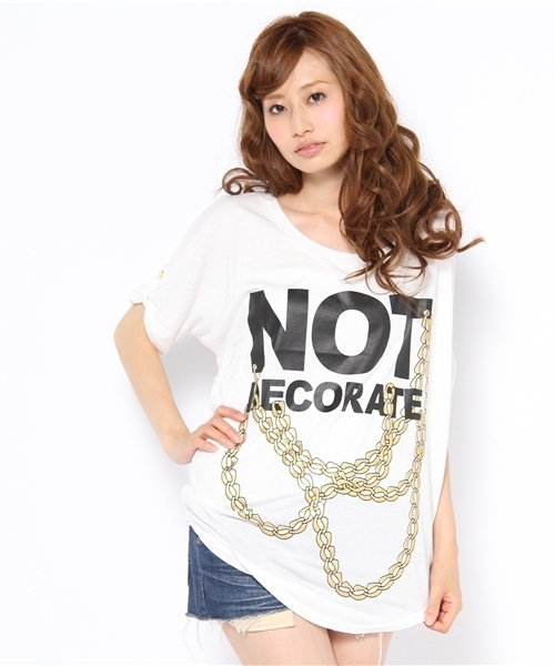 LB-03（エルビー・ゼロスリー）の「デコBigトップス（Tシャツ/カットソー・レディース・ブラック系/グレー系1/ホワイト系・FREE）」の2枚目の写真