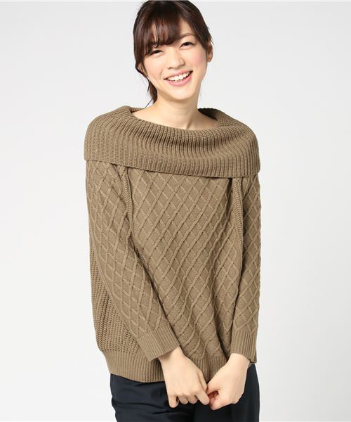 AMERICAN HOLIC(アメリカンホリック)の「オフタートルケーブルニットプルオーバー(ニット/セーター・レディース・オフホワイト/ブラック/ベージュ/マスタード/ネイビー・FREE)」の3枚目の写真