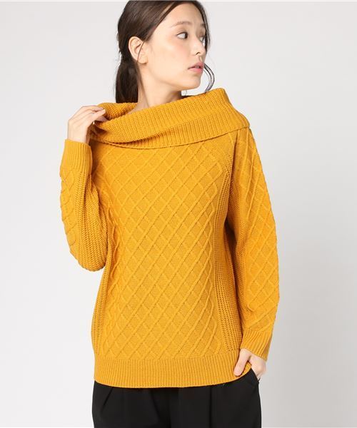 AMERICAN HOLIC(アメリカンホリック)の「オフタートルケーブルニットプルオーバー(ニット/セーター・レディース・オフホワイト/ブラック/ベージュ/マスタード/ネイビー・FREE)」の5枚目の写真