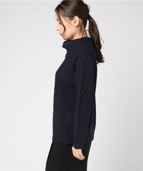 AMERICAN HOLIC(アメリカンホリック)の「オフタートルケーブルニットプルオーバー(ニット/セーター・レディース・オフホワイト/ブラック/ベージュ/マスタード/ネイビー・FREE)」の10枚目の写真