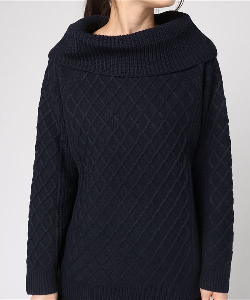 AMERICAN HOLIC(アメリカンホリック)の「オフタートルケーブルニットプルオーバー(ニット/セーター・レディース・オフホワイト/ブラック/ベージュ/マスタード/ネイビー・FREE)」の9枚目の写真