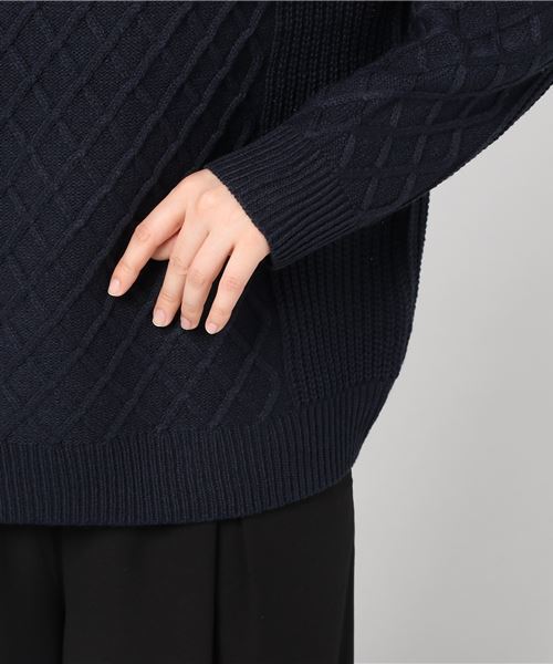 AMERICAN HOLIC(アメリカンホリック)の「オフタートルケーブルニットプルオーバー(ニット/セーター・レディース・オフホワイト/ブラック/ベージュ/マスタード/ネイビー・FREE)」の6枚目の写真