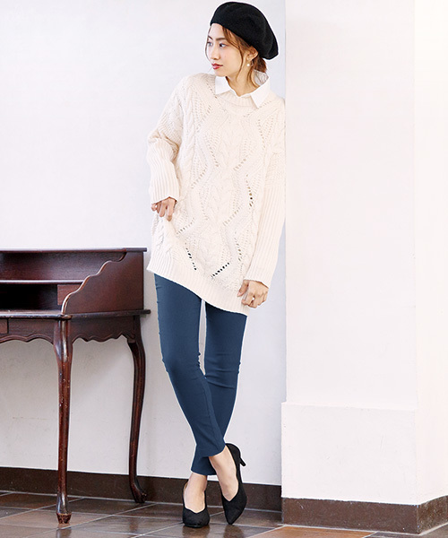 Pierrot（ピエロ）の「あったか裏起毛 ストレッチレギンスパンツ（その他パンツ・レディース・ダークカーキ/ホワイト系その他/ブラック/グレー/ネイビー/ベージュ・L/LL/M/S）」の19枚目の写真