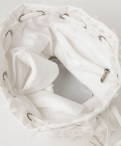 merlot plus（メルロープリュス）の「リボンチュール巾着ハンドバッグ2562（ハンドバッグ・レディース・ブラック/ピンク/ホワイト・FREE）」の6枚目の写真