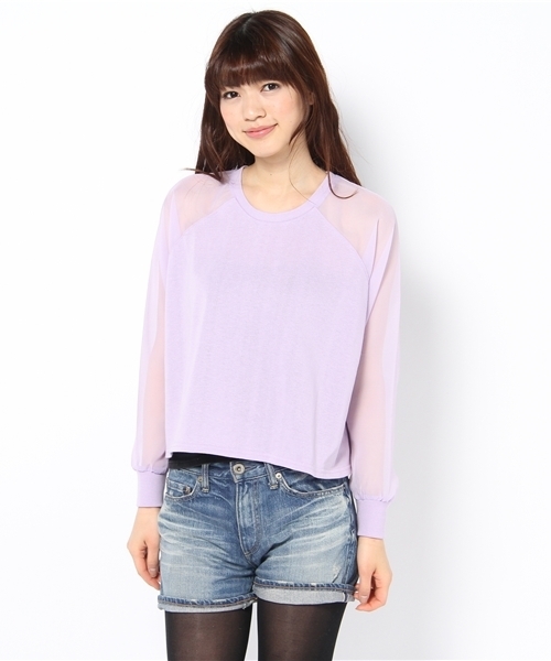 WEGO(ウィゴー)の「シフォンスリーブLSプルオーバー(Tシャツ/カットソー・レディース・オフホワイト/サックスブルー/ブラック/ライトパープル/ライム・FREE)」の6枚目の写真