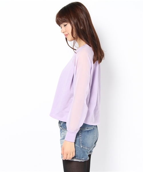 WEGO(ウィゴー)の「シフォンスリーブLSプルオーバー(Tシャツ/カットソー・レディース・オフホワイト/サックスブルー/ブラック/ライトパープル/ライム・FREE)」の7枚目の写真