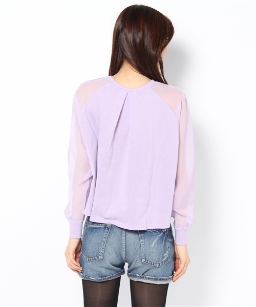 WEGO(ウィゴー)の「シフォンスリーブLSプルオーバー(Tシャツ/カットソー・レディース・オフホワイト/サックスブルー/ブラック/ライトパープル/ライム・FREE)」の8枚目の写真