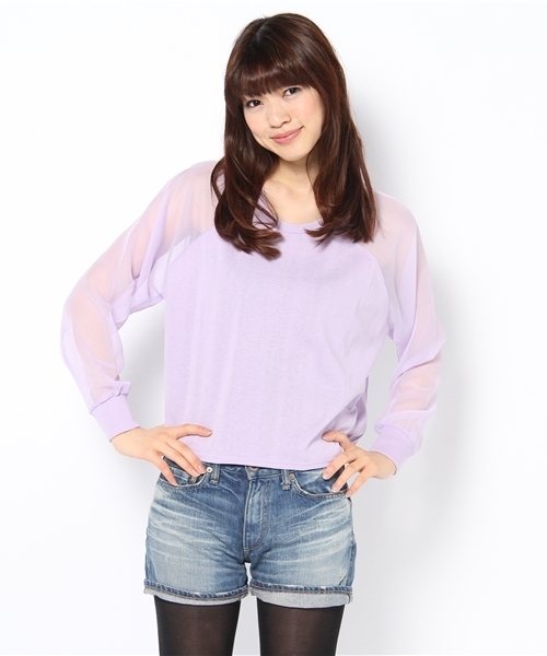 WEGO(ウィゴー)の「シフォンスリーブLSプルオーバー(Tシャツ/カットソー・レディース・オフホワイト/サックスブルー/ブラック/ライトパープル/ライム・FREE)」の16枚目の写真